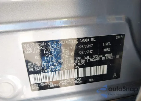 2021 Toyota Rav4 Xle from USA, damaged, VIN 2T3W1RFV4MC131658